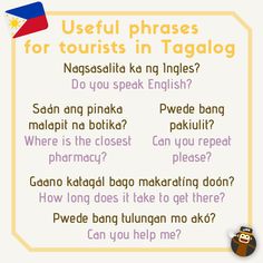 useful phrases for tourists in tagalao - english and chinese words, with an image of a monkey