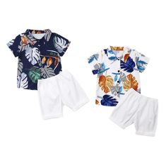 A super cute little gentleman's outfit for summer fun, vacations and more! A darling dress shirt with a tropical summer flair paired with super cute shorts - a must-have for summer! White Beach Season Playwear Sets, Summer Playwear Sets For Beach Season, Playful Summer Sets For Vacation, Playful Summer Vacation Sets, Summer Beach Short Set, Playful White Shorts For Vacation, Short Sleeve Short Set For Summer Vacation, Tropical Short Sleeve Sets For Summer, Summer Short Set For Vacation