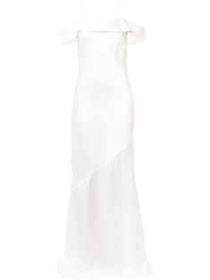 Rebecca Vallance Olivia off-shoulder Slip Gown - Farfetch White Off The Shoulder Dress, Slip Gown, Gown White, Rebecca Vallance, White Off The Shoulder, White Off Shoulder, White Slip, Ivory White, Long Length