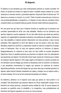 a page from the book el deporte