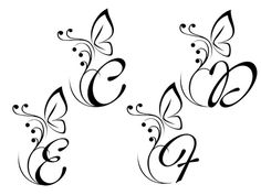 the letter g with butterflies and swirls