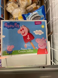 the peppa pig sign is on display in the refrigerator