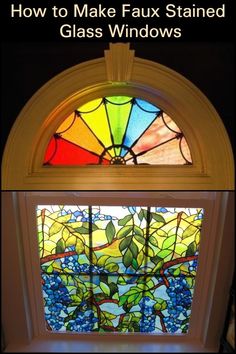 a stained glass window with the words how to make faux stained glass windows on it