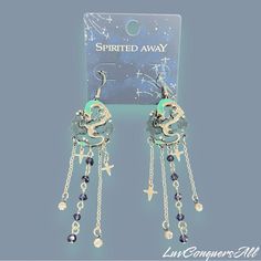 Studio Ghibli Spirited Away Haku Bling Drop Earrings Product Details: Dangle Earrings Alloy; Zinc; Acrylic New ***Sold Out And Out Of Stock*** Rare And Hard To Get*** Studio Ghibli Jewelry, Ghibli Jewelry, Magical Accessories, Fairy Jewelry, Her Universe, Jewelry Studio, Blue Earrings, Studio Ghibli, Blue And Silver