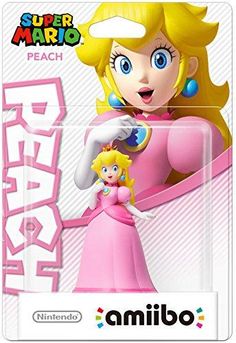 the nintendo super mario peach figure is shown in its packaging, and it's pink