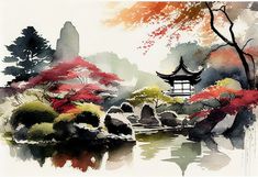 Chinese Landscape Painting, Chinese Landscape, Japan Style, Japan Fashion, Asian Art, Landscape Painting, Japan, Art