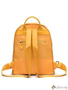 BirdinBag - Versatile Studded Backpack for Graduates, Teens, and Students - Ideal for School, Travel, and Outdoors Summer Travel Backpack With Zipper Closure, Plain Color Leather Backpack With Adjustable Strap For Travel, Casual Yellow Bags With Zipper Closure, Standard Backpack For Summer On-the-go, Standard Backpack For On-the-go Summer, Solid Color Backpack With Adjustable Strap, Solid Color Backpack For On-the-go, On-the-go Backpack, Backpack For On-the-go Use