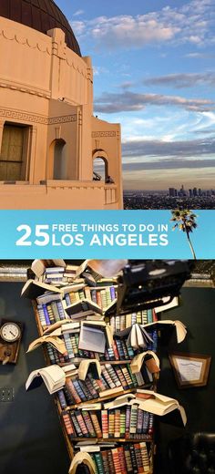 books are stacked on top of each other with the words 25 things to do in los angeles