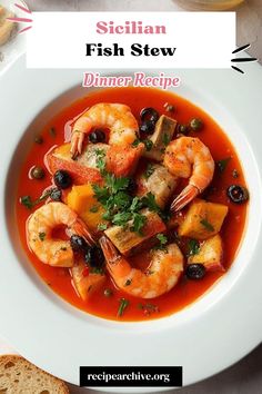 Sicilian Fish Stew Seafood Tomato Stew, Tuscan Fish Stew, Crockpot Stews, Seafood Stew Recipes, Crockpot Stew, Tomato Broth, Seafood Stew, Fish Stew, Italian Recipe