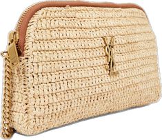 Luxury Beige Straw Bag With Gold-tone Hardware, Luxury Beige Straw Bag For Travel, Luxury Straw Bag With Gold-tone Hardware, Luxury Straw Bag With Leather Trim, Luxury Beige Straw Bag For Evening, Luxury Straw Evening Bag, Luxury Straw Bag For Travel, Luxury Straw Crossbody Bag With Gold-tone Hardware, Luxury Straw Clutch Bag For Everyday Use