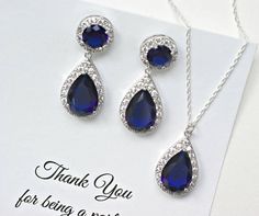 Navy Blue Jewelry Sets for Bridesmaids, Navy Blue Wedding Jewelry, Navy Blue Necklace and Earrings Set, Blue Bridal Jewelry, MP1 Blue Teardrop Jewelry For Wedding, Sapphire Jewelry Sets For Wedding, Blue Teardrop Wedding Jewelry, Blue Wedding Jewelry With Matching Earrings, Sapphire Jewelry With Matching Earrings For Wedding, Blue Round Jewelry Sets For Wedding, Blue Teardrop Jewelry Sets For Formal Occasions, Blue Jewelry With Matching Earrings For Bridesmaid Gift, Blue Sterling Silver Jewelry Sets For Party