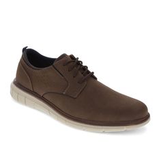 A lightweight outsole, perforated detailing and synthetic leather come together in a true Dockers style to create a shoe that works perfectly for any occasion. These men's oxfords even have a Supremeflex outsole for added flexibility and support. From a long day at work to weekend bruch, these casual oxfords have an extra comfy footbed so your feet can stay relaxed all day. The upper is naturally water resistant and can be spot cleaned with a damp cloth. Available in 3 colors, Black with a white outsole that lends itself to a sporty look, Brown with a natural color outsole to give it a more casual feel, and Black with a black outsole which offers a clean look. A pull tab on the heel allows you to slip right in and the elastic gore gussett will allow your feet to feel comfortable as natural Casual Dress Shoe, Men's Casual Dress, Mens Casual Dress Shoes, Brown Dress Shoes, Dockers Men, Casual Dress Shoes, Mens Casual Dress, Sam's Club, Dress Shoe