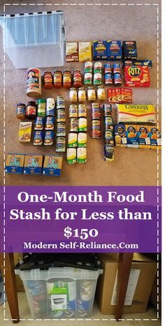 Build a 1 month food storage solution for apartment preppers for less than $150. Food For One Person, Food For One, 1000 Lifehacks, Emergency Food Supply, Emergency Survival Kit