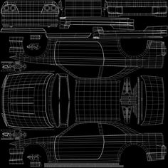 a blueprint drawing of a car with its hood open