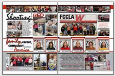 the school's red and white collage is featured in this article, which features photos