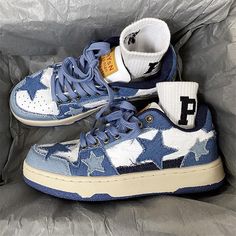 Step into a world of nostalgia and style with our Y2K Denim Jean Stars Patchwork E-Girl Aesthetic Women's Sneakers. These sneakers are more than footwear; they are a fashion statement that pays homage to the iconic 2000's style. Adorned with stars and denim jean patchwork, they embody the Y2K aesthetic perfectly. Free shipping in the US and worldwide. US EU (CM) (inches)  4 34 22.0 8.6" 5 35 22.5 8.8" 6 36 23.0 9.0" 6.5 37 23.5 9.25" 7 38 24.0 9.5" 8 39 24.5 9.6" 9 40 25.0 9.8" 9.5 41 25.5 10" 10 42 26.0 10.3" 10.5 43 26.5 10.4" 11 44 27 10.6" Channel the 2000's with unique denim jean patchwork Stand out with trendy star embellishments Crafted for hip hop streetstyle and baddie outfitters Experience ultimate comfort and style in one shoe The perfect fusion of retro and modern fashion Eleva Jean Patchwork, E Girl Aesthetic, Hong Kong Style, Y2k Denim, E Girl, Patchwork Jeans, Aesthetic Women, Denim Shoes, Retro Sneakers