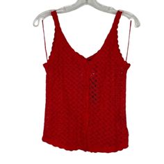 In Like New Condition. Red Crochet Knit Button Down Tank Top. See Measurements In Pictures. Great For 4th Of July, Beach, Party, Summer, Memorial Day, Labor Day, Veteran's Day, Casual, Lightweight. Red Knitted V-neck Top, Red Fitted Crochet Lace Top, Red Casual Crochet Lace Top, Red Crochet Lace Casual Top, Red Knit Top For Beach, Red Crochet Top For Vacation, Red Crochet Sleeveless Top, Casual Red Crochet Knit Top, Red Crochet Top For Spring