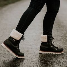 Side Zip Lace Up Waterproof Thick Socks, Thermal Insulation, Winter Rain, Lace Up Boots, Cambridge, Rain Boots, Side Zip, Black Color, Black Leather