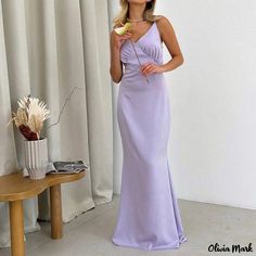 Olivia Mark - Easy Elegance High-Waisted Long Sleeveless Dress Dress With No Sleeves, Chic Formal Dress, Long Sleeveless Dress, Loungewear Dress, Long Fitted Dresses, Purple L, Dress Collar, Long Sleeve Dress Formal, Crop Top Dress