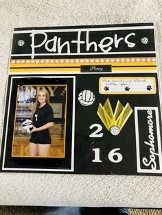 a card with pictures of women's volleyball players on it and the number 16