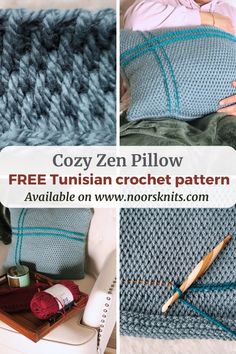 Practice the Tunisian full stitch with the Cozy Zen Pillow an easy crochet pillow pattern. Tunisian Crochet Pillow, Crochet Pillow Tutorial, Tunisian Full Stitch, Easy Crochet Pillow, Crochet Pillow Case, Crochet Pillow Patterns Free, Crochet Pillow Cases