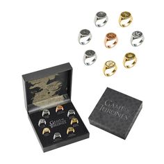 the game of thrones rings are set in a box