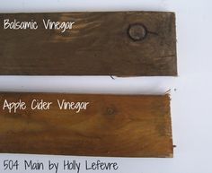 two pieces of wood that are labeled apple cider vinegar and apple cider vinegar