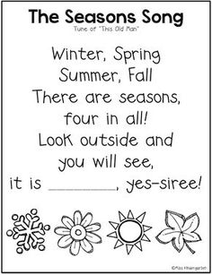 the seasons song is shown in black and white