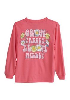 She'll grow freely in this fun and fresh Benny & Belle graphic t-shirt. | Benny & Belle Girls 7-16 Grow Freely Graphic T-Shirt, 5 Playful Screen Print Tops For Spring, Playful Spring Screen Print Tops, Playful Spring Top With Text Print, Playful Relaxed Fit Top For Spring, Long Sleeve Top With Front Print For Spring, Spring Long Sleeve Top With Front Print, Fun Letter Print Tops For Spring, Spring Fun Tops With Letter Print, Groovy Screen Print Tops For Spring