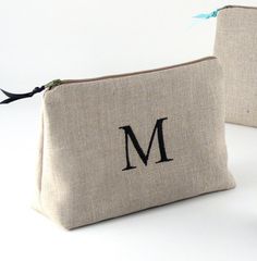 FREE SHIPPING - Personalized Linen Cosmetic Bag // Linen Clutch // Monogrammed Cosmetic Bag //  Linen Makeup Bag Customizable Rectangular Cosmetic Bag, Customizable Everyday Rectangular Cosmetic Bag, Personalized Rectangular Travel Cosmetic Bag, Personalized Rectangular Bag With Zipper Pouch, Rectangular Monogram Bag For Personal Use, Monogrammed Makeup Bags, Bridal Party Bags, Monogram Cosmetic Bag, Bridesmaid Makeup Bag