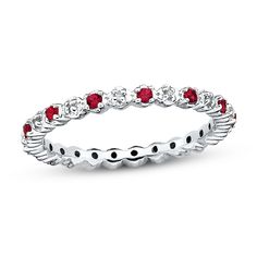 Stackable Ring Lab-Created Ruby&Diamond Sterling Silver Marvel Outfits, Red Gemstone Jewelry, Ruby Band Ring, Eternity Band Set, Ruby Wedding Band, Ruby Bands, Ruby Rings, July Birthstone Jewelry, Red Gemstones