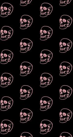 a black background with pink skulls and glasses on it's face, all in different sizes