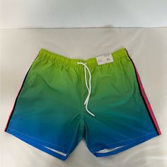 Arizona Jean Co. Men's Swim Trunks Multiple Sizes Color Blue Yellow Ombre Mesh Lining Drawstring Closure Same Day Or Next Business Day Shipping, From A Non Smoking Home, All Offers Are Welcome Bundle With Other Items For Discounted Pricing Blue Color Block Shorts For Summer, Green Color Block Casual Shorts, Green Casual Color Block Shorts, Casual Green Color Block Shorts, Casual Neon Yellow Bottoms For Summer, Casual Neon Yellow Summer Bottoms, Neon Yellow Sporty Shorts For Summer, White Swim Trunks, Trunks Swimwear