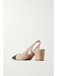 STUART WEITZMAN Suede and patent-leather slingback pumps | NET-A-PORTER Stuart Weitzman Shoes, Mom Outfits, Slingback Pump, Mid Heel, Black Patent Leather, Net A Porter, Pump Shoes, Stuart Weitzman, Women Collection