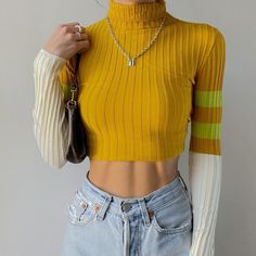 Urban Outfitters - Mustard Yellow Color Block Green Stripe Long Sleeve Turtleneck Knit Top Excellent Condition Next Day Shipping Mega Cute Pullover Light Weight Knit Top From Urban Outfitters! Built From A Stretchy Ribbed Knit Features Mustard Yellow Colorway With Lime Green And Cream Color Block Stripe Long Sleeves, And Turtleneck Design! Nwot & Discontinued Online! Size: Xs, Best Fits Xs/S! Refer To Measurements To Ensure Desired Fit! Pit To Pit: 9.5” Length: 20.5” Model Is Size Xs, 5’3, 32b, Trendy Yellow Long Sleeve Tops, Yellow Color Block Long Sleeve Top, Yellow Stretch Long Sleeve Top, Trendy Yellow Color Block Tops, Yellow Ribbed Long Sleeve Top, Fitted Neon Yellow Tops, Yellow Color Block Tops For Fall, Winter Yellow Ribbed Tops, Yellow Ribbed Winter Tops