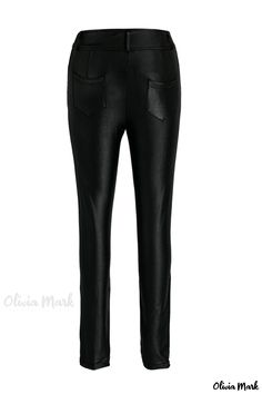 Olivia Mark - Professional Womens Solid Black High-Waisted Skinny Pencil Trousers, Complete with Belt Chic Stretch Leggings With Pockets, Black Leggings With Pockets For Work, Trendy High Waist Jeggings For Work, Fitted Leggings With Pockets For Night Out, Chic Leggings With Elastic Waistband For Work, Chic High Waist Jeggings, High Waist Leggings With Pockets For Work, Chic Black High Waist Jeggings, Chic High Waist Leggings With Pockets