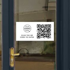 A simple custom white QR code access control door lock vinyl door cling decal sign template in a modern minimalist style which can be easily updated with your comapny logo, QR code and custom text, eg. scan to enter... #QRcode #accesscontrol #doorlock #entry Scan To Enter, Vinyl Door, Qr Code Business, Vinyl Doors, Window Cling, Window Clings, Access Control, Sign Templates, Window Decals