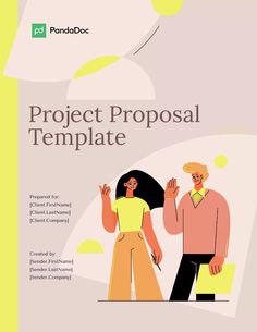 the cover of project proposal template with two people standing next to each other in front of a