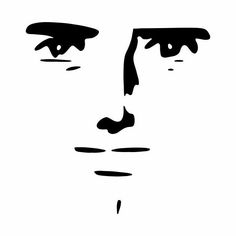 a black and white drawing of a man's face