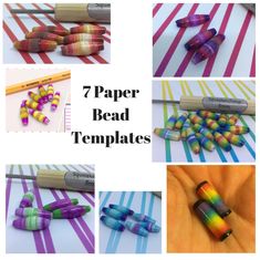 the seven paper bead templates are shown here