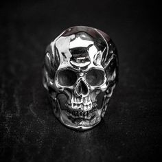 Stainless Steel Skull Ring-Viking Ring-Norse Spirit Edgy Skull Ring As A Gift, Edgy Skull Ring For Gift, Silver Edgy Skull Ring, Collectible Silver Stainless Steel Skull Ring, Nickel-free Skull Rings For Gift, Silver Skull Ring For Streetwear, Nickel-free Silver Skull Ring As Gift, Nickel-free Silver Skull Rings, Silver Gothic Skull Ring, Collectible