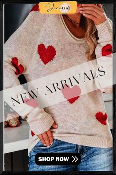 Loose V-neck Love Knitted Sweater(5 Colors) Cute V-neck Fall Sweater, Cute V-neck Knitted Sweater, Cute V-neck Top For Fall, Cute V-neck Sweater, Cute Knitted V-neck Sweater, Heart-shaped Spring Sweater, Trendy Knit Tops With Heart Print, Cute V-neck Knit Sweater, Cute V-neck Top With Heart Print