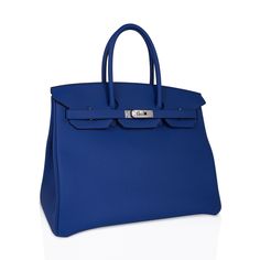 Guaranteed authentic Hermes Birkin 35 bag featured in vibrant Blue de France.This blue Hermes Birkin bag is breathtaking in its richly saturated colour.Togo leather is textured and highly scratch resistant.Fresh with palladium hardware. Comes with lock, keys, clochette, sleepers, raincoat and signature Hermes box.NEW or NEVER WORN.Mightychic offers a seamless experience for Hermes Birkin online shopping and your Hermes purchase.final sale BAG MEASURES:LENGTH 35 cm / 14"TALL 25 cm / 10"DEEP 18 cm Hermes Birkin Bag, Hermes Birkin 35, Hermes Box, Togo Leather, Vibrant Blue, Casual Backpack, Hermes Birkin, Blue Bags, Birkin Bag