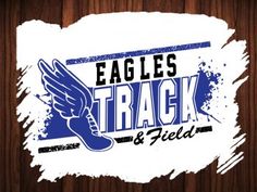 the lions track and field logo on a wooden background with paint splattered over it