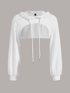 SHEIN Drawstring Detail Super Crop Hoodie Without Camisole Adrette Outfits, Shein Icon, Crop Hoodie, Crop Top Outfits