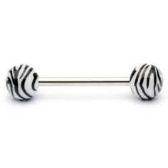 a pair of zebra print barbells with black and white stripes on the end