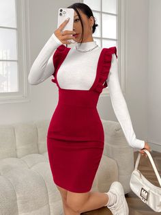 Rosa Fucsia Elegante Collar sin mangas Tela Liso Pichi Embellished Elástico Alto  Vestidos de Mujer Diner Outfits, Chique Outfit, Corporate Dress, Gaun Fashion, Classy Dress Outfits, Classy Work Outfits, Short Dresses Casual