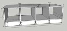 an image of a cabinet with measurements for the top and bottom section, including two shelves