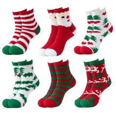 PRICES MAY VARY. Package: 6 Pairs multi-color Christmas socks for women,men,boys and girls One Size: Sock Size 9-11. Fits Shoe Size 4-10 Material:High quality polyester/spandex,coral cashmere,These socks can make your feet feel warm and comfortable,and add Christmas atmosphere. Christmas Pattern:6 Pairs socks,pattern and color as picture shown.Including:Santa Claus, Christmas tree, elk, and so on.Perfect gifts for Christmas. Satisfactory Service:Customer satisfaction is our biggest goal. If you Christmas Fuzzy Socks, Cold Weather Socks, Striped Slippers, Cute Gifts For Friends, Holiday Socks, Bed Socks, Fluffy Socks, Socks Pattern, Christmas Atmosphere