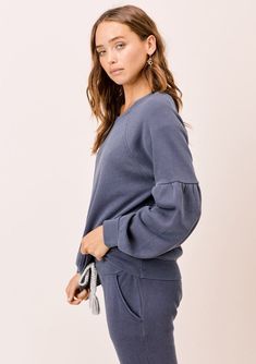 Raglan Volume Sleeve Sweatshirt | LOVESTITCH Cozy Sweatshirt With Raglan Sleeves And Ribbed Cuffs, Oversized Raglan Sleeve Sweatshirt For Loungewear, Fall Raglan Sleeve Sweatshirt For Loungewear, Fall Loungewear Raglan Sleeve Sweater, Fall Raglan Sleeve Sweater For Loungewear, Fall Loungewear Sweater With Raglan Sleeves, Fall Raglan Sleeve Relaxed Fit Sweatshirt, Trendy Crew Neck Sweatshirt With Soft Texture, Soft-washed Crew Neck Sweater For Loungewear